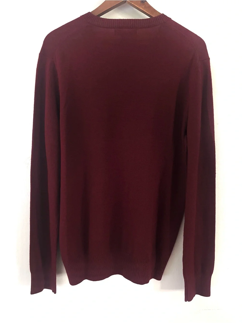 Banana Republic Sweater V Neck Extra Fine Merino Wool Burgundy Men's Size Large